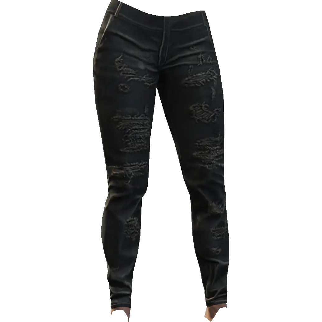 Зауженные рваные джинсы