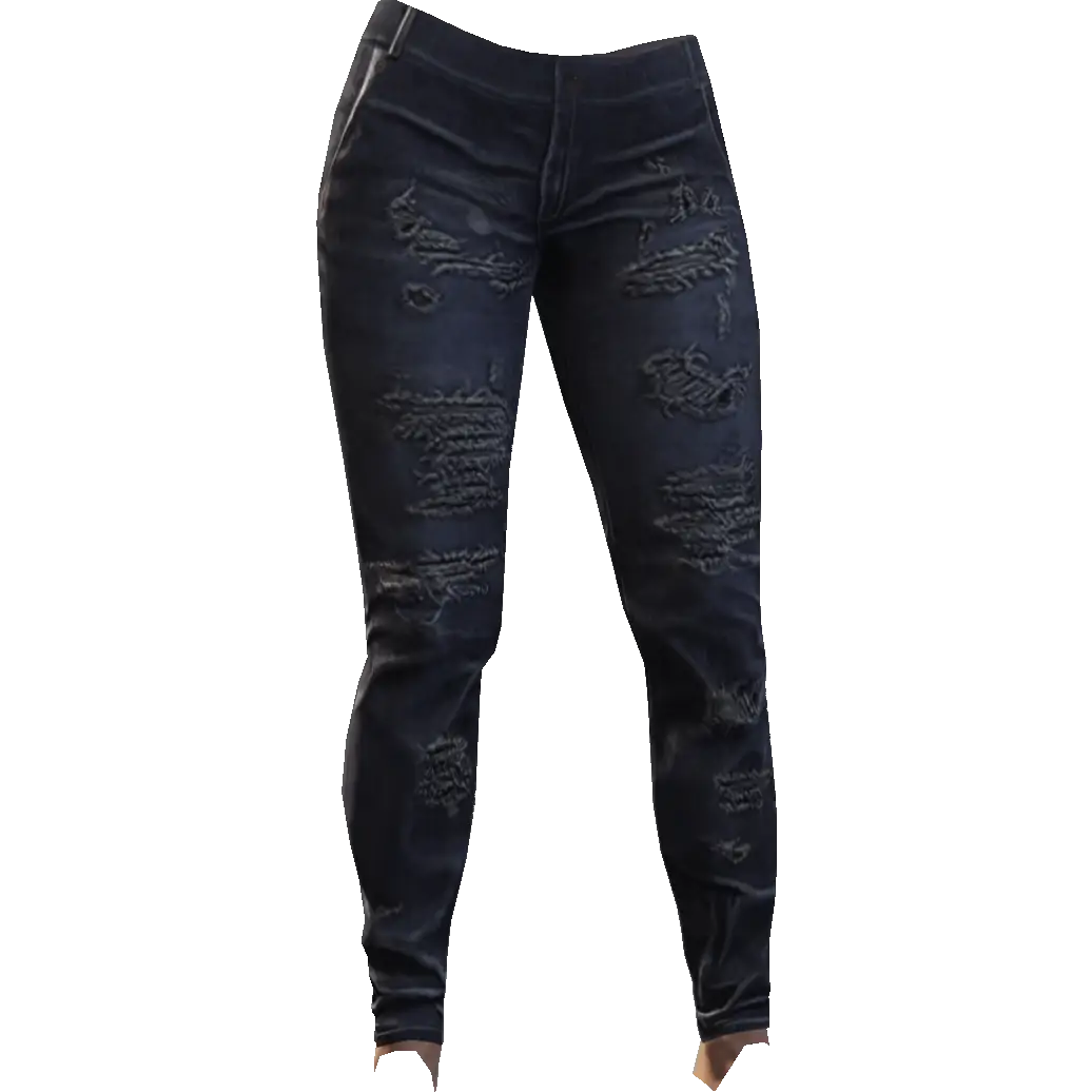 Зауженные рваные джинсы