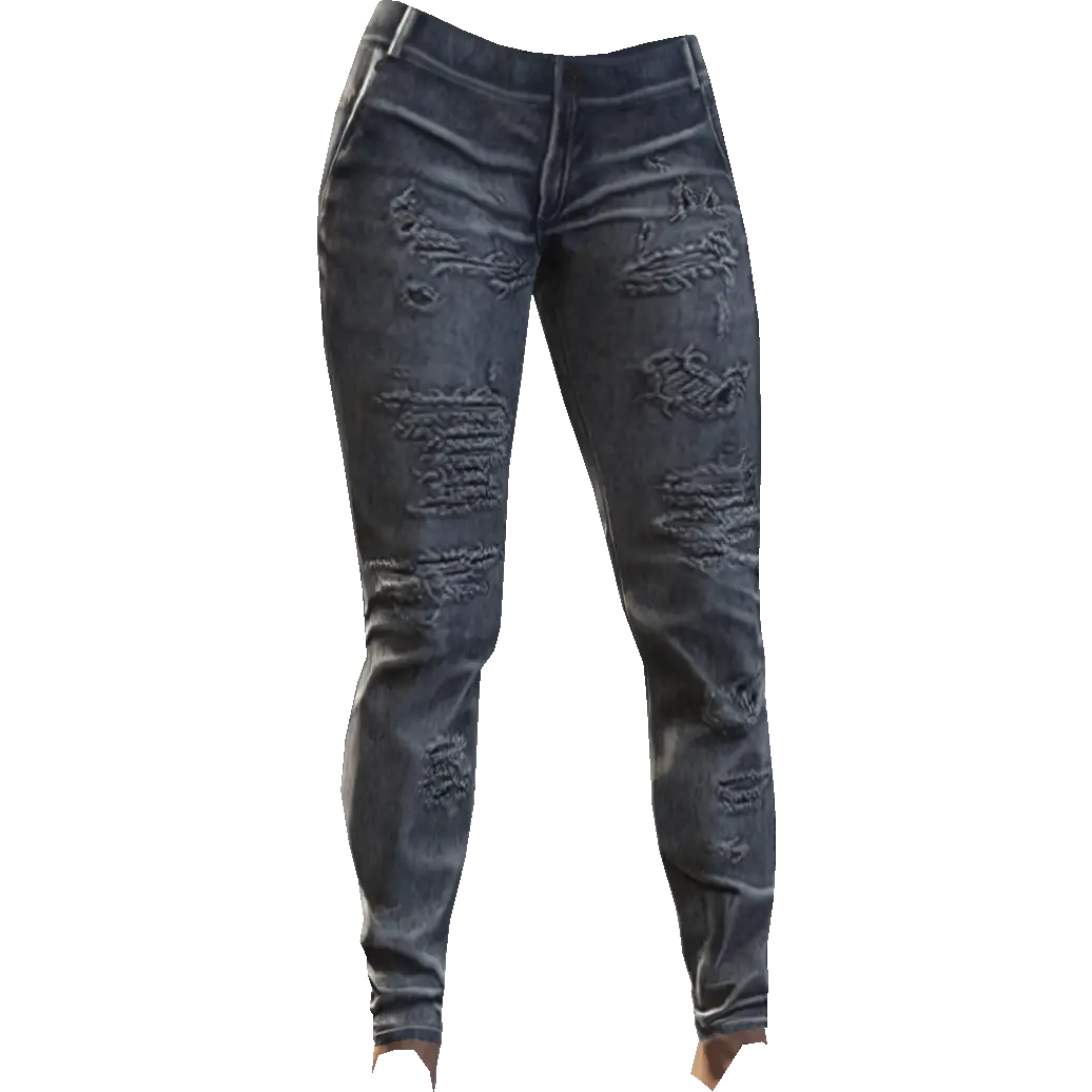 Зауженные рваные джинсы