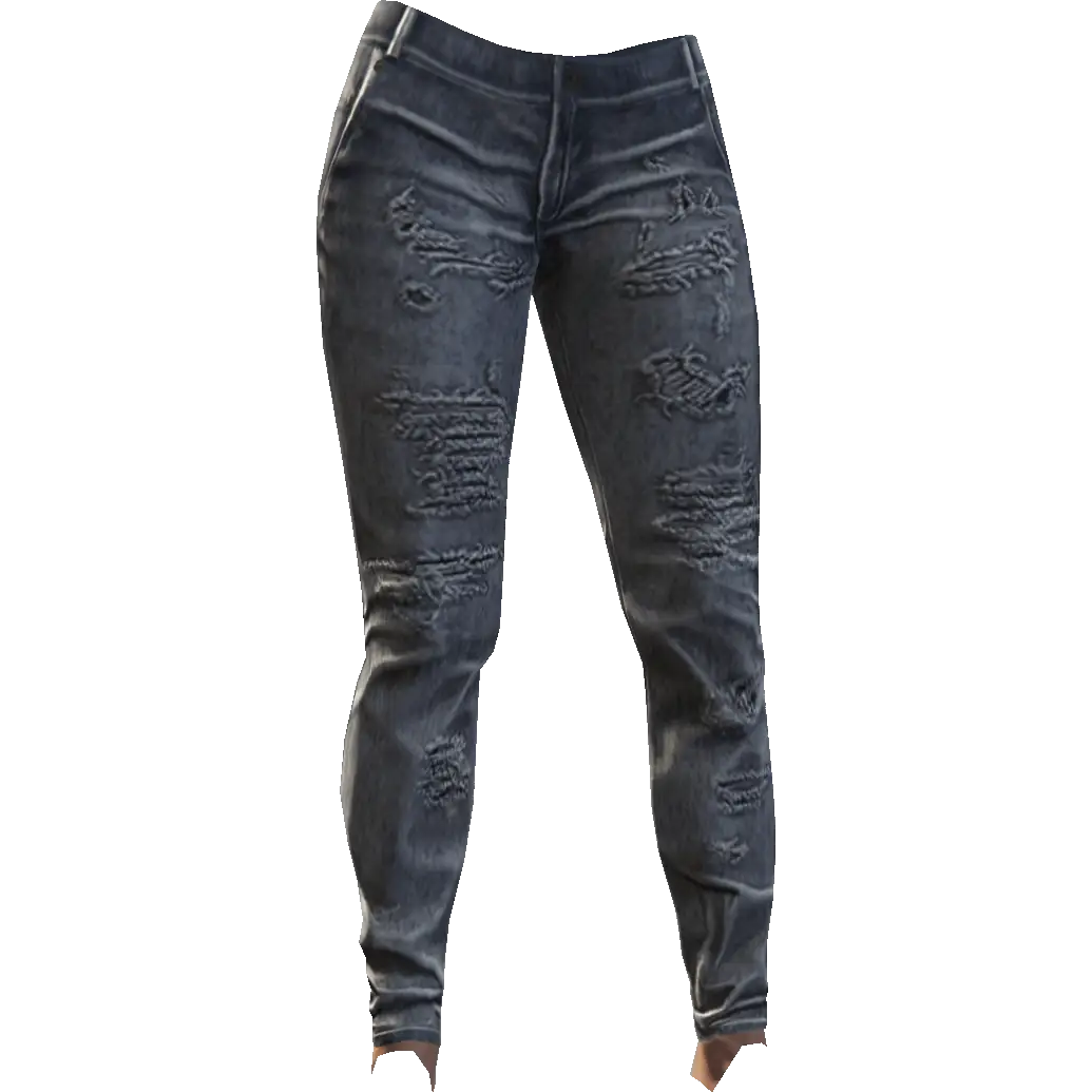 Зауженные рваные джинсы