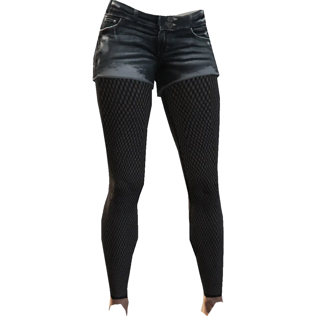 Джинсовые шорты с чулками