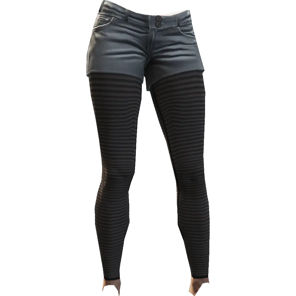 Джинсовые шорты с чулками