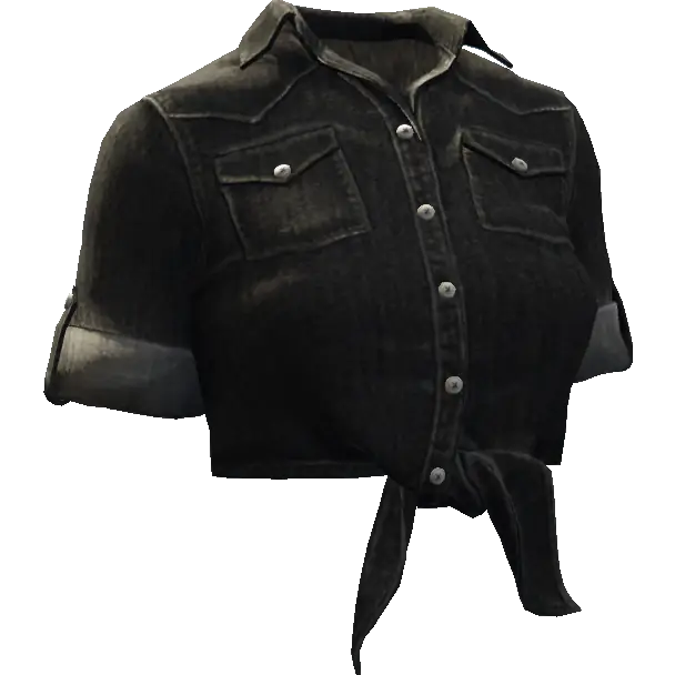 Завязанная джинсовая рубашка