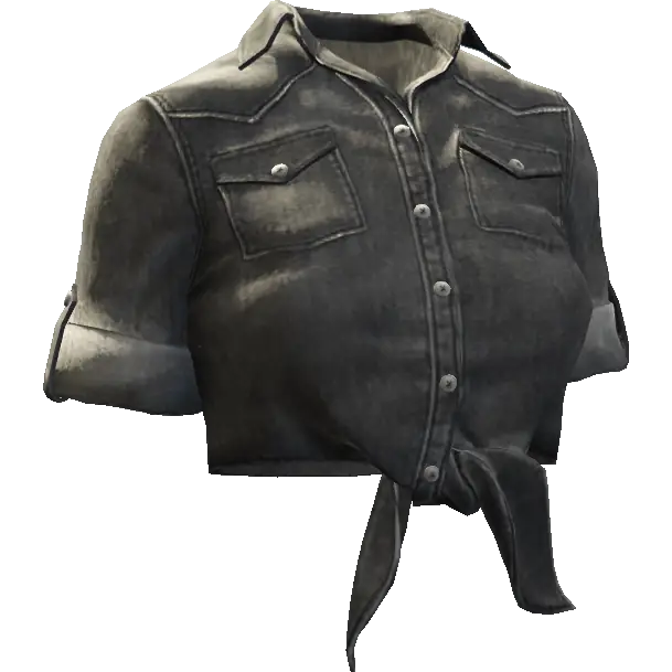 Завязанная джинсовая рубашка