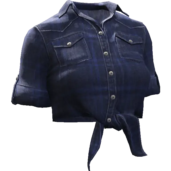 Завязанная джинсовая рубашка