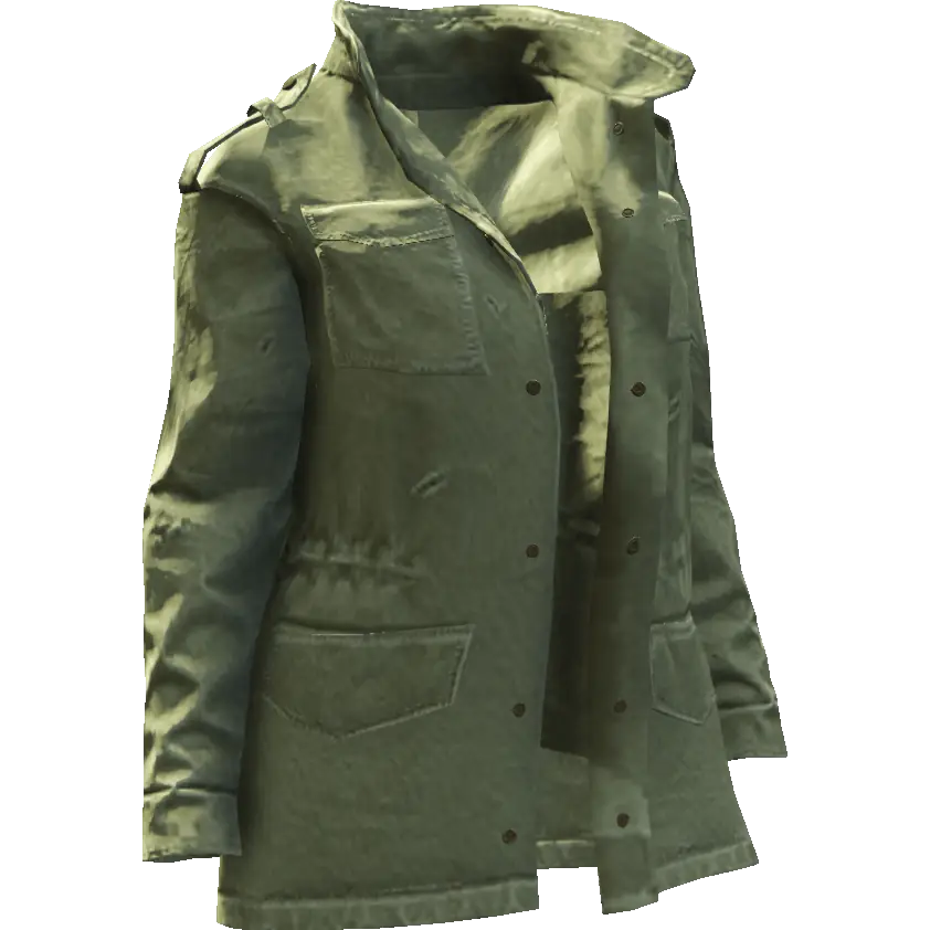 Куртка длинная на пуговицах расстегнутая