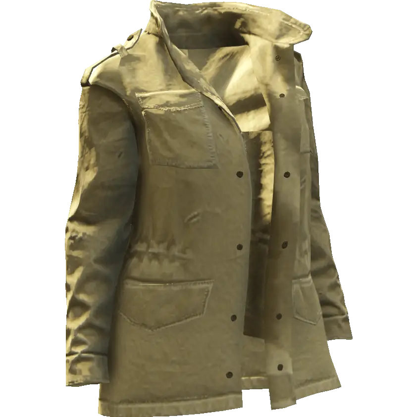 Куртка длинная на пуговицах расстегнутая