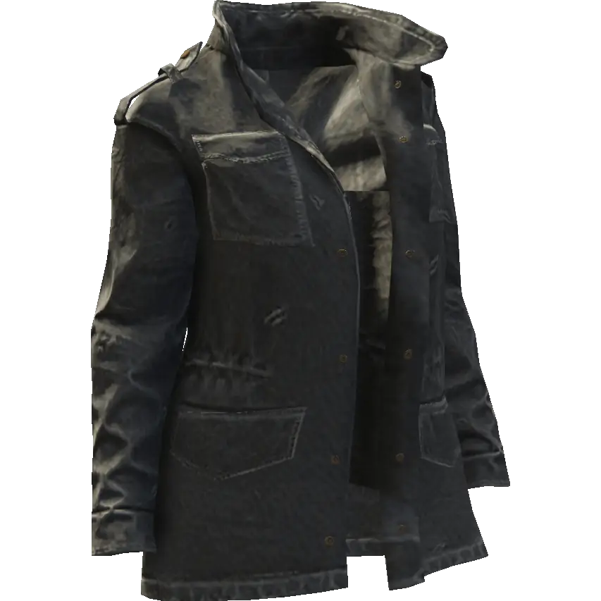 Куртка длинная на пуговицах расстегнутая