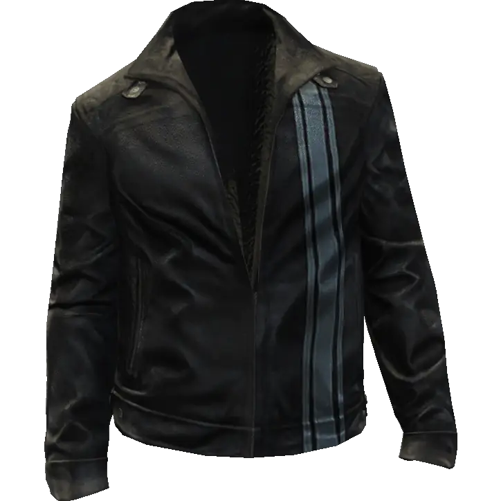 Кожаная куртка с белыми вставками