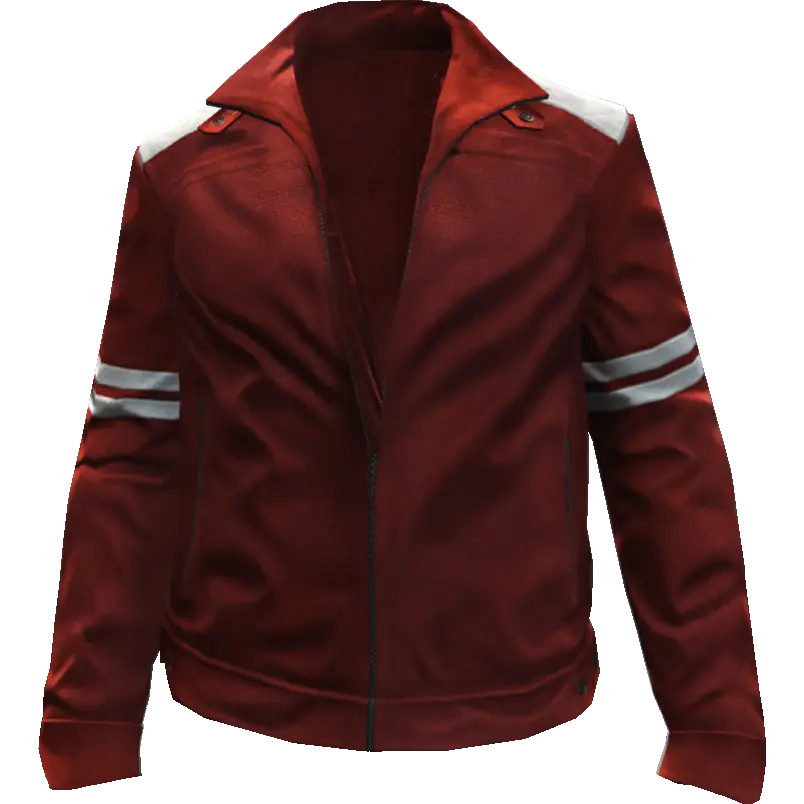 Кожаная куртка с белыми вставками