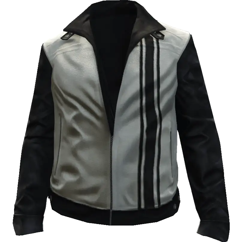 Кожаная куртка с белыми вставками